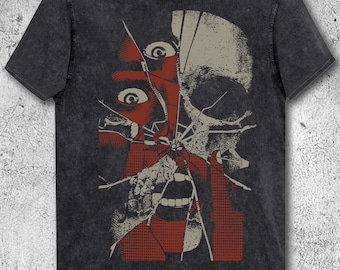 Broken mirror goth print on mineral wash tee or black tee