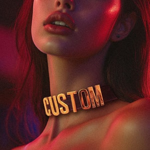 Gargantilha com nome personalizado, gargantilha de couro com nome personalizado, letras personalizadas