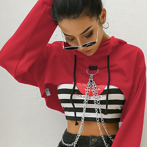 Workout Cropped Hoodie Etsy