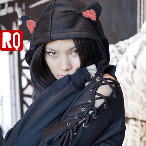 Cat hoodie with ears and tail store