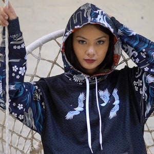 Japanese inspired crane migration Hoodie