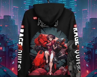 Anime Cyberpunk warrior Unisex Hoodie, futuristic cyberpunk design, otaku, Harajuku