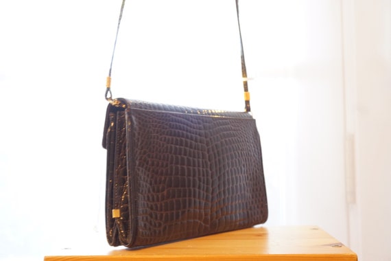 Vintage Bidente Crocodile Crossbody Purse Gold Ac… - image 3