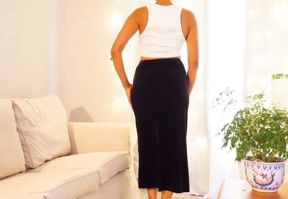 Vintage Black Maxi Skirt Suede Women - image 3