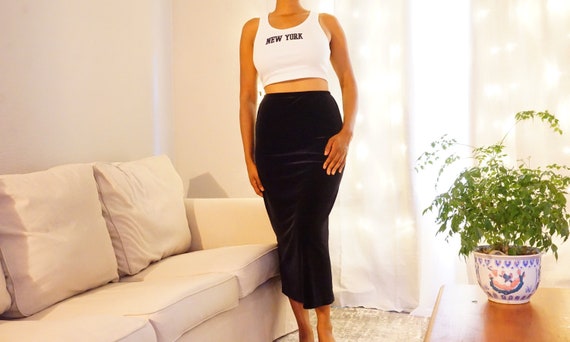 Vintage Black Maxi Skirt Suede Women - image 1