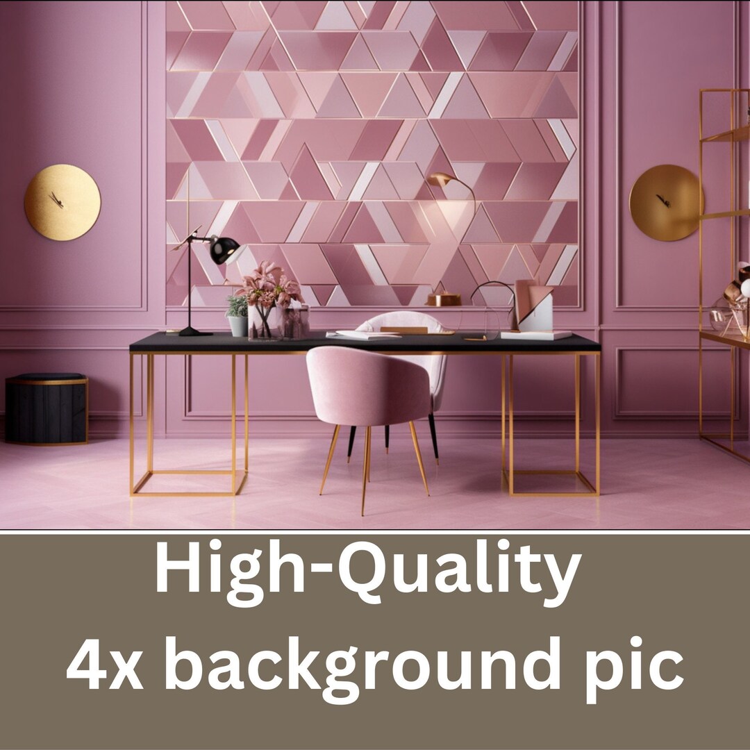 Zoom Virtual Background, Pink Office Background Backdrop, Digital Room