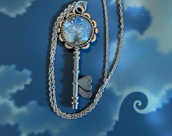 Fluid Art Skeleton Key Necklace
