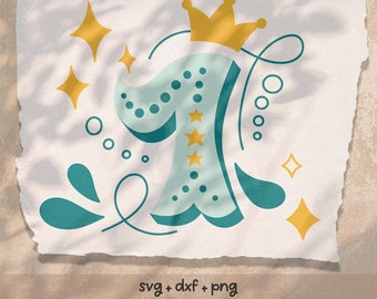 Plotter file number 1 for birthday shirt - First Birthday SVG DXF PNG - T-Shirt I am one - Clipart, Sublimation, Cutting file 2438