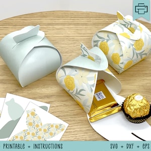 Caixa de presente de arquivo plotter SVG DXF EPS incl. 3 modelos de padrões florais - instruções - caixa de presente de Páscoa de lembrança Kistedi-1401-0402