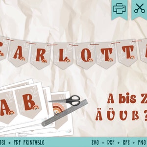 Personalizable pennant chain school child - decoration for school enrollment - digital template - garland with name - incl. plotter file - di-1101