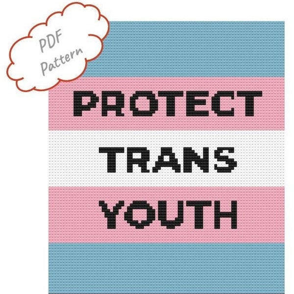 Protect Trans Youth Simple Cross Stitch Pattern - Instant PDF Download - PATTERN ONLY