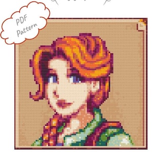 Leah - Stardew Valley Inspired Cross Stitch Pattern - Instant PDF Download - PATTERN ONLY