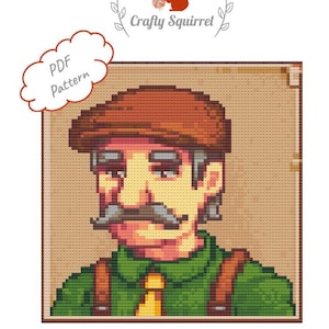 Lewis - Stardew Valley Inspired Cross Stitch Pattern - Instant PDF Download - PATTERN ONLY
