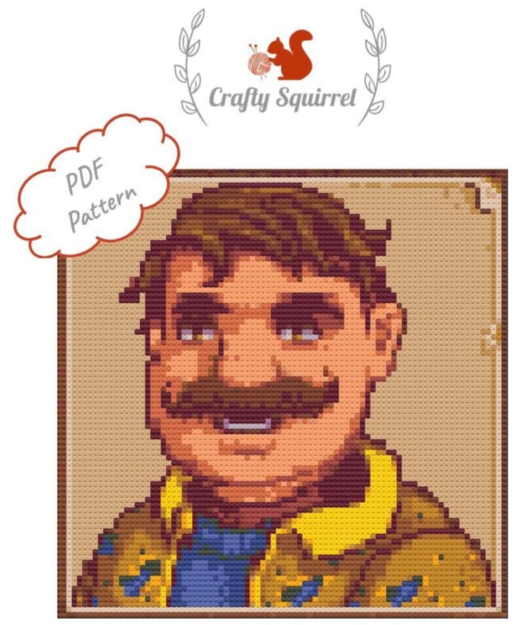 Gus Stardew Valley Inspired Cross Stitch Pattern Instant Etsy