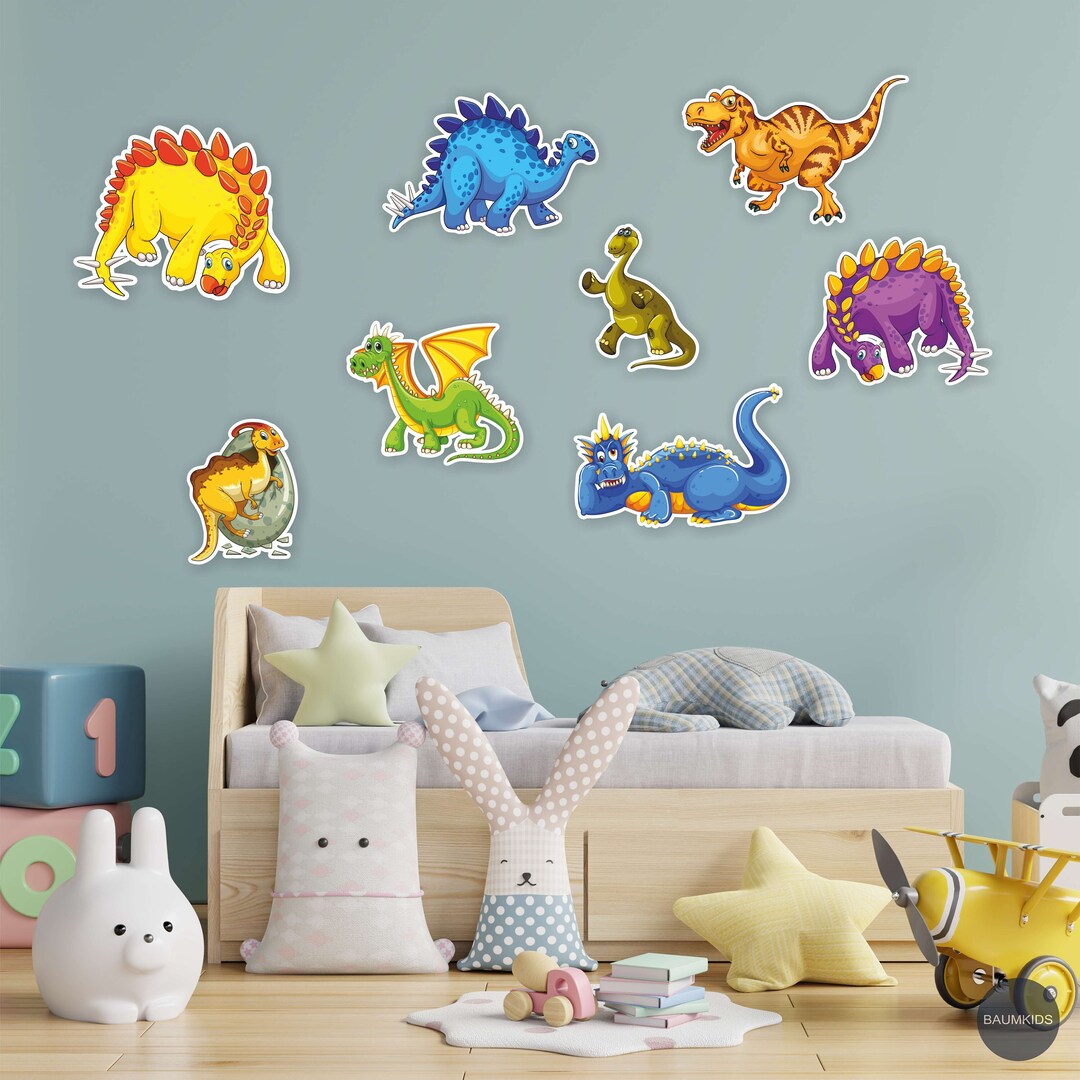 Cute Dinosaur Wall Art, Dinosaur Wall Decor Nursery, Set of 9 Dinosaur