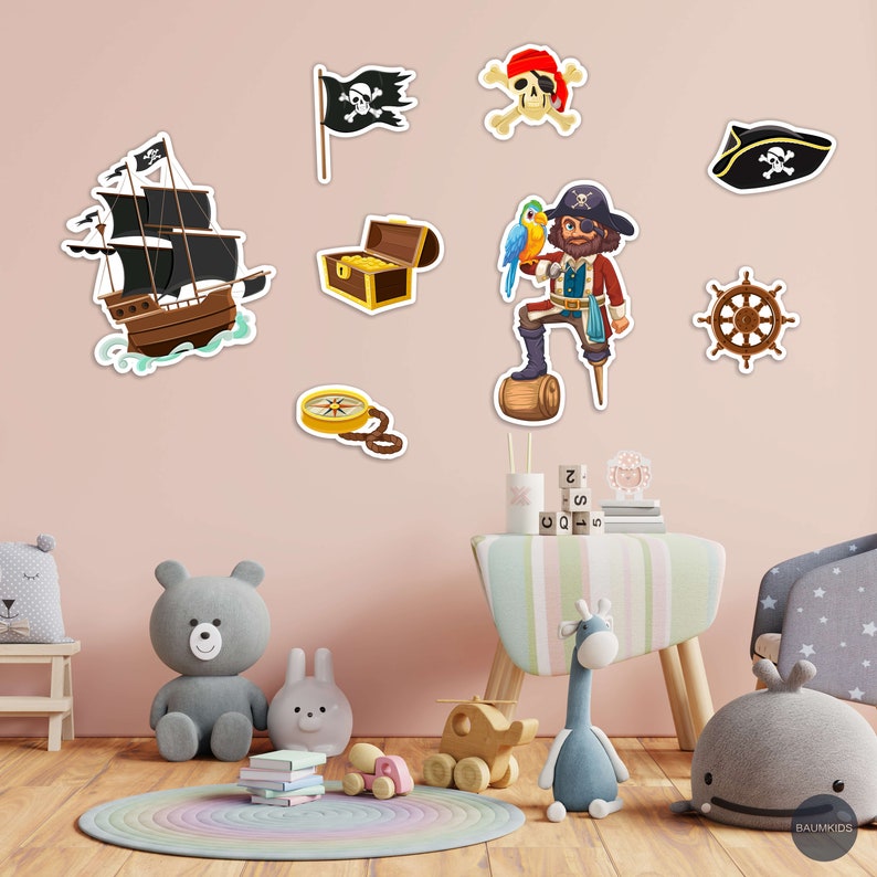 Pirate Wall Art for Kids, Pirate Ship Wooden Wall Art, Set of 8 Vehicle