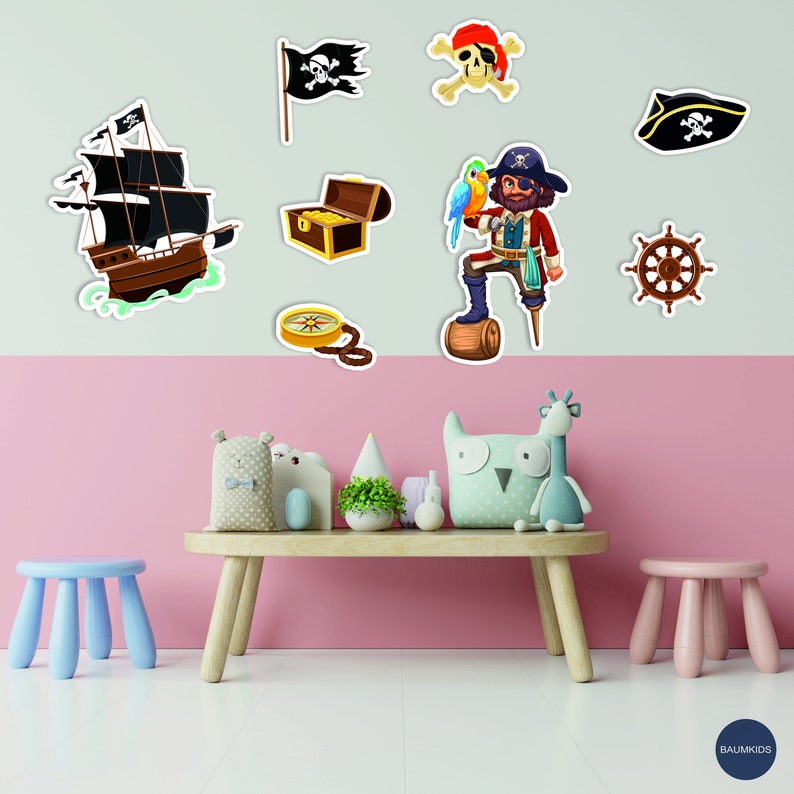 Pirate Wall Art for Kids, Pirate Ship Wooden Wall Art, Set of 8 Vehicle