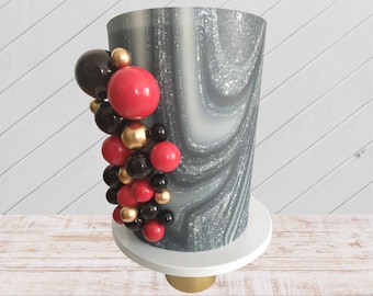 Zwart rode en gouden ballen taarttoppers verjaardagstaartdecoratie Miniballen Bakdecoratie Cupcaketoppers Taartversieringen ideeën