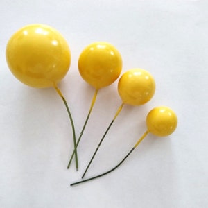 Palline gialle cake topper palline decorative per torta di compleanno Accessori per torte Compleanni Feste torta Sfera Cake Ball Toppers