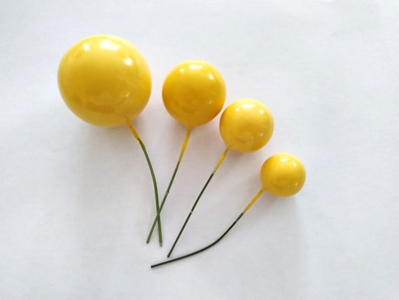 Yellow balls cake topper birthday cake decoration balls Cake Accessories Birthdays Parties cake Sphere Cake Ball Toppers