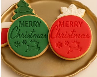 Merry Christmas cookie embosser stamp Xmas fondant topper stamp Xmas cupcake embosser reindeer snowflake baking tool cutter