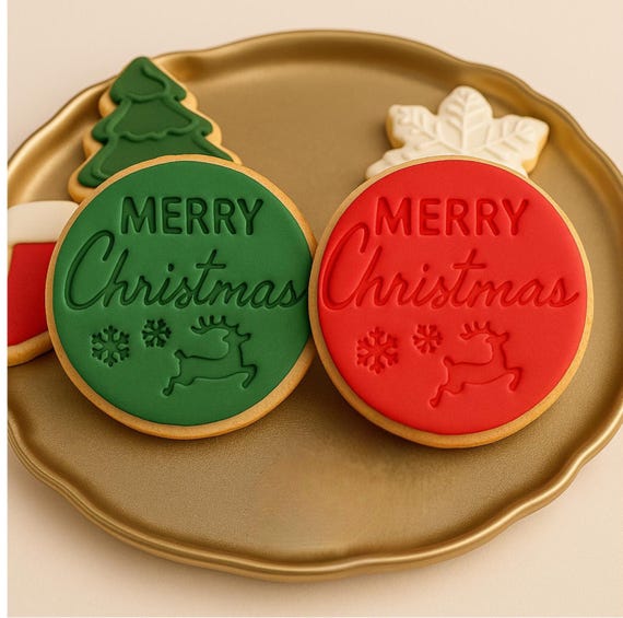 Merry Christmas cookie embosser stamp Xmas fondant topper stamp Xmas cupcake embosser reindeer snowflake baking tool cutter
