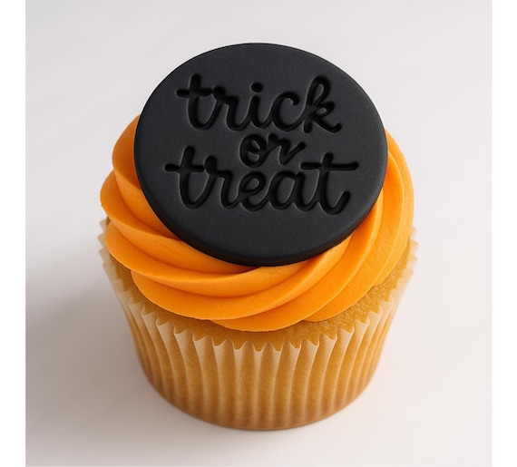Trick or Treat Cookie Stamp Halloween Cupcake Topper Fondant Embosser Icing Spooky Cake Decor DIY Halloween Cookies