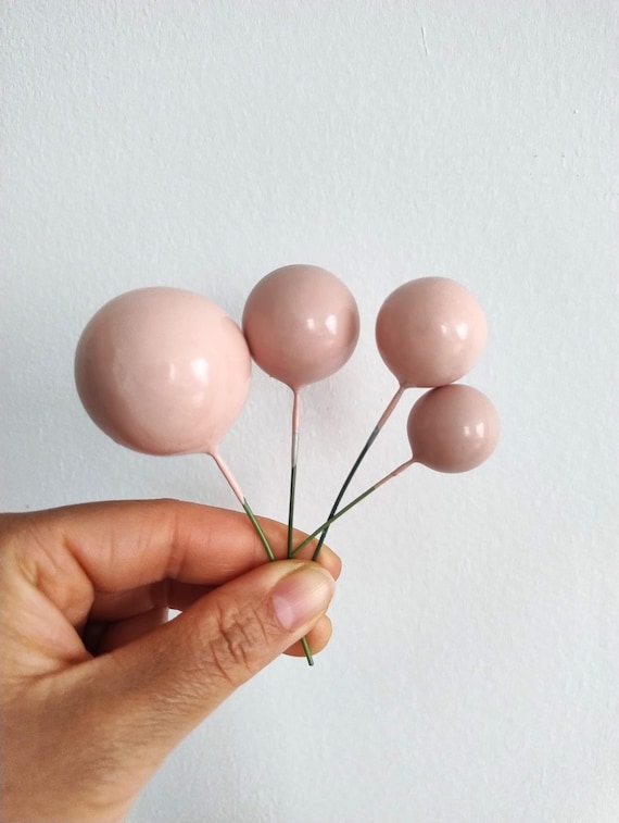 Elegant Beige Balls Cake Topper Set Birthday Cake Decoration Wedding Cake Accessories Party Cake Decor Baby Shower