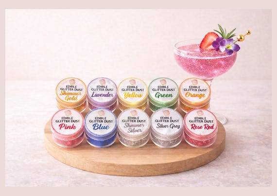 Edible Glitter Dust Cake Decorating Drinks & Cupcakes Food Grade Baking Glitter Titanium Dioxide Free 4g