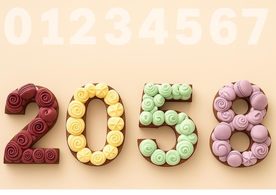 Number Cake Stencils Set 10 Inch Numeric Cake Templates for Birthday Anniversary Plastic Cutting Tools Fondant Cream & Baking Decoration