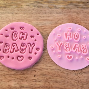 Oh baby cookie embosser stamp, new baby or gender reveal embosser, bakery decoration, cupcake icing stamp