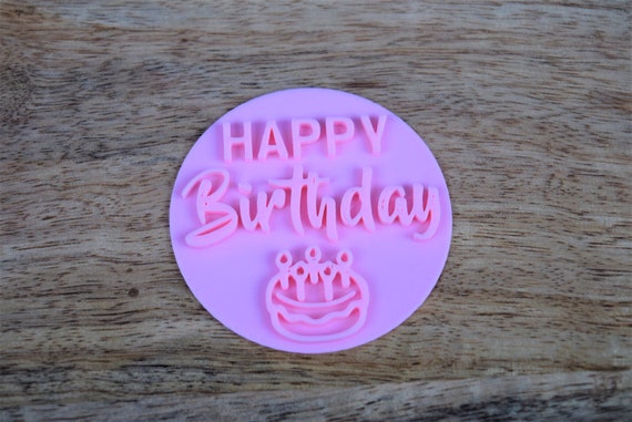 Happy birthday fondant stamp decoration, birthday cookie embosser perfect for cupcake and sweet boxes fondant stamp embosser decoration