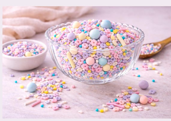 Pastel Cake Sprinkles Mix Flowers Pearls Rods Edible Cupcake Decoration Baking Confetti Dessert Topping Halal