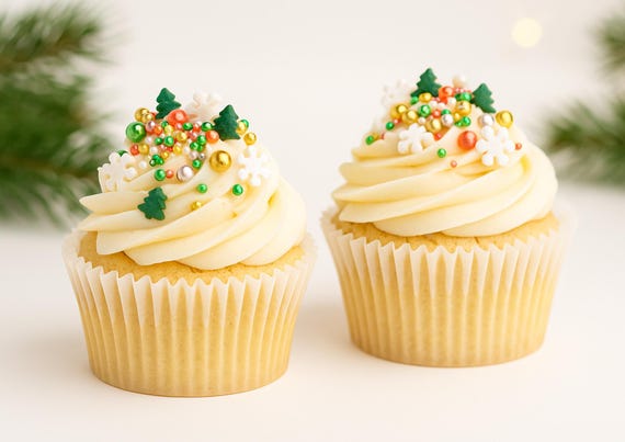 Christmas Edible Sprinkle Mix for Cupcakes Cookies Cakes Red Gold Green Sugar Decorations for Holiday Baking 50gr HALAL