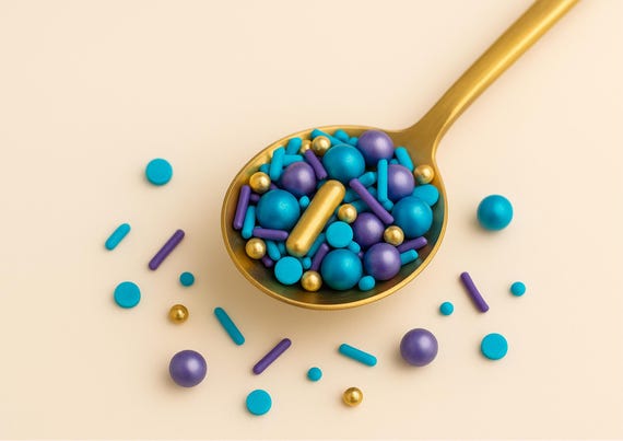 Edible Sprinkle Mix Blue Purple Gold | Cake Decorations | Cupcake Accessories | Donut & Cookie Topping Blend HALAL