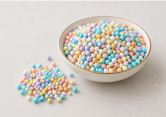 Pastel Rainbow Sprinkles Edible Candy Balls Cake Cupcake Cookie Decorations Birthday Baby Shower Baking Supplies