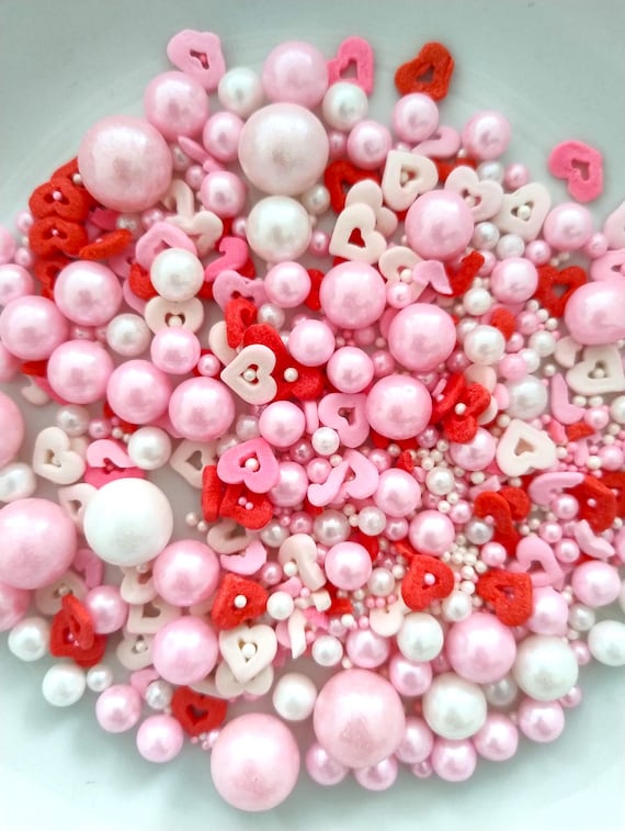 Red Heart Mix Edible Sprinkles Cake Decoration Valentines Day Cupcake Toppers Baking Confetti Wedding Dessert Topping Birthday Party HALAL