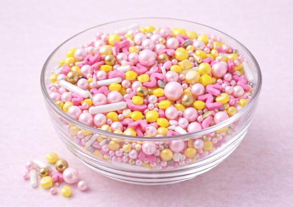 Edible sprinkles mix for cupcakes cookies cake decoration sugar toppers party baking accessories sweet pink yellow cake decor