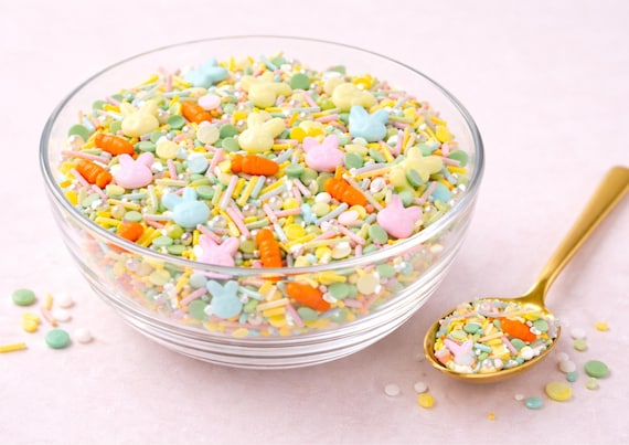 Easter Bunny Carrot Sprinkle Mix Pastel Cupcake Toppings Spring Cake Decor