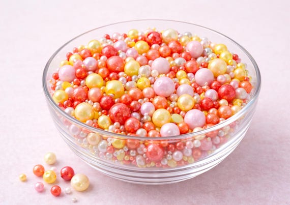 Multicolour Edible Pearl Sprinkles Mixed Sizes Cake Cupcake toppers Cookie Decoration Baking Topping  Birthday Party Dessert 50 HALAL