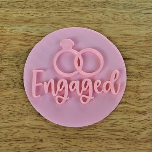Engaged fondant stamp embosser Icing cupcake topper embosser Engaged Cookie stamp decoration Fondant embosser tool pattern press
