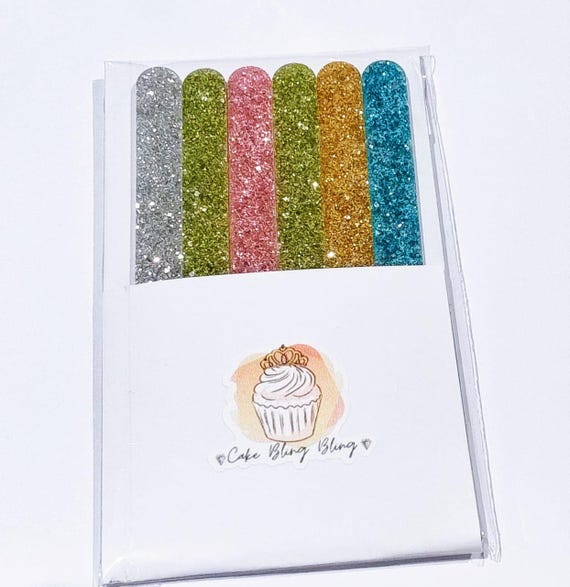 Glitter Popsicle Sticks Cake Decorations Birthday Parties School Activities Pack Multi-Colour Sparkle Set