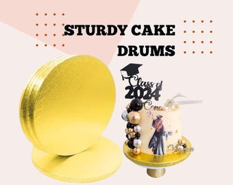 Gold Cake Drum Board for Heavy Tiered Cake Support Display Base Professional Baking Presentation Stand Round Thick Board