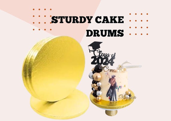 Gold Cake Drum Board for Heavy Tiered Cake Support Display Base Professional Baking Presentation Stand Round Thick Board