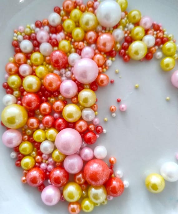 Multicolour Edible Pearl Sprinkles Mixed Sizes Cake Cupcake toppers Cookie Decoration Baking Topping  Birthday Party Dessert 50 HALAL