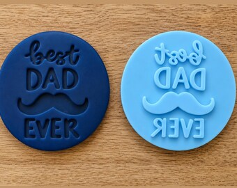 Best Dad Ever Cookie Embosser Stamp, Fathers Day Fondant Debosser, Mustache Biscuit Cutter Tool, Cupcake Decorating
