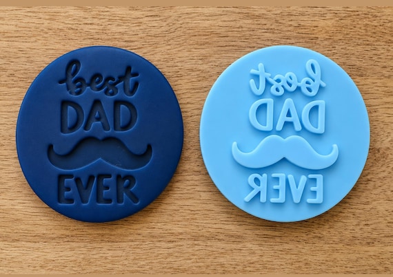 Best Dad Ever Cookie Embosser Stamp, Fathers Day Fondant Debosser, Mustache Biscuit Cutter Tool, Cupcake Decorating