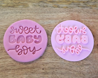 Baby boy cookie embosser topper cupcake Stamp decoration tool topper design embossing pattern fondant embosser decoration template