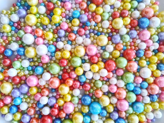 Rainbow Pearl Edible Sprinkles 50g Cake Cupcake Cookie Decorating Colourful Candy Toppers Birthday Party Baking Supplies Dessert Decoration