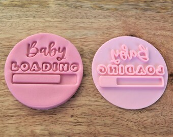 Baby loading cookie stamp, cupcake edible decoration with fondant stamp perfect for cake decoration, baby shower cookie stamp